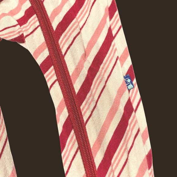 size 12-18 Kickee Pants zippy coverall red striped one piece open bottom zipper - Picture 3 of 4